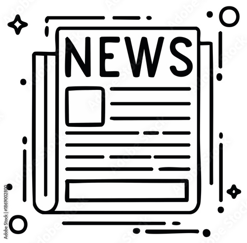 Newspaper Icon, News Headline, Fresh Publication, Informative, Media, Press Report