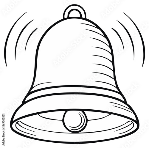 Cartoon illustration of a ringing bell with sound waves emanating outwards