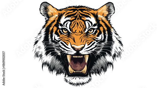 Tiger Head Illustration with Open Mouth 1.
