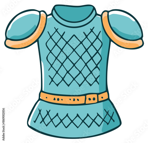 Cartoon medieval fantasy armor vest with quilted pattern and belt