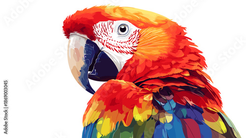 Vibrant Colorful Parrot with Detailed Feathers.