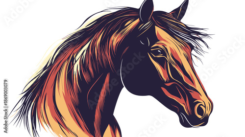 Vibrant Horse Head with Flowing Mane.