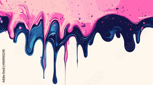Vibrant Pink and Blue Liquid Dripping Down.