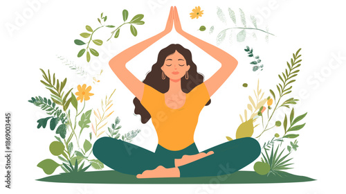 Woman Practicing Yoga in Lotus Position.