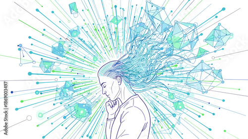 Woman with Long Hair in Motion.