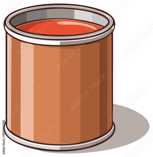 Cartoon Can of Red Paint Illustration Drawing Metal Container Artwork Painting