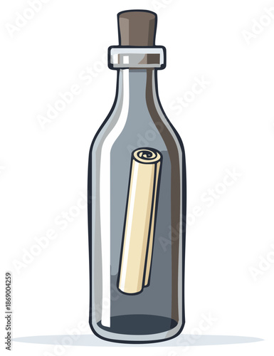Message in a Bottle with Rolled Parchment Inside