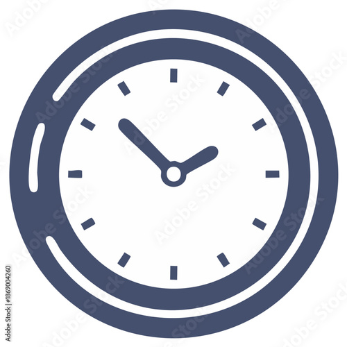 Clock icon in blue with a white background, showing the time ten past two