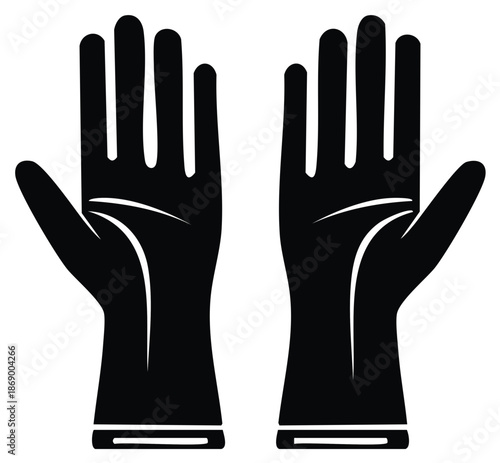 Pair of protective gloves presented symmetrically highlighting safety, hygiene, industrial use, and minimalistic design approach for work or medical settings