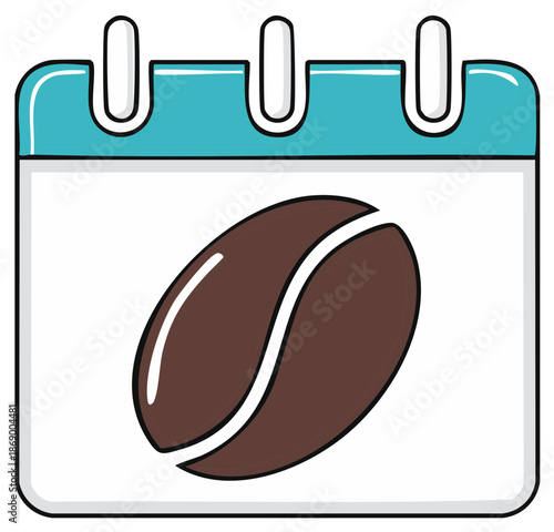 Coffee Day event reminder icon with a daily calendar and a large coffee bean symbol