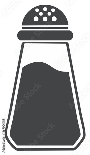 Salt shaker illustration. Monochrome vector of a kitchen condiment container.