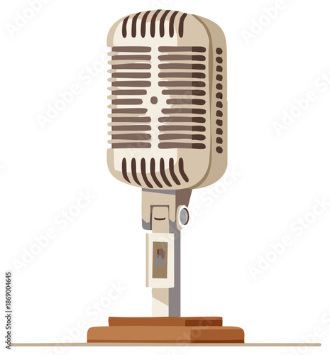 Vintage Microphone Illustration Retro Design for Recording Studio Concept or Music