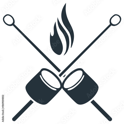 Toasting Marshmallows over Open Fire Campfire Food Illustration