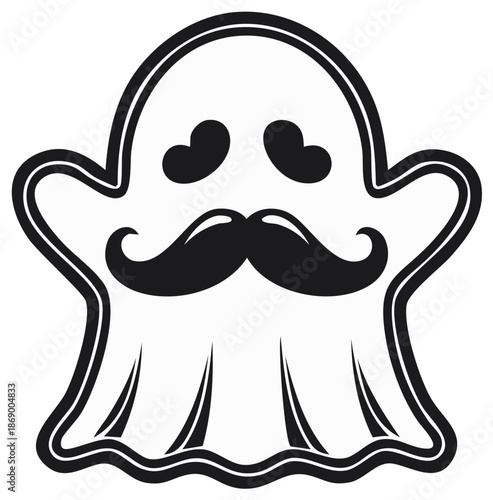 Whimsical Ghost Character with a Playful Moustache