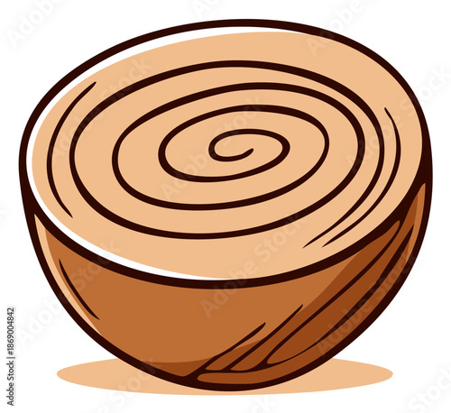 Tree slice with growth rings cartoon illustration wood log cut section