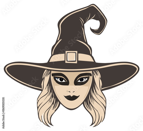 Cartoon witch character illustration isolated design