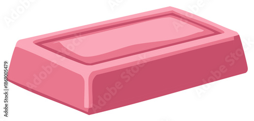 Pink bar of soap with beveled edges and indented surface