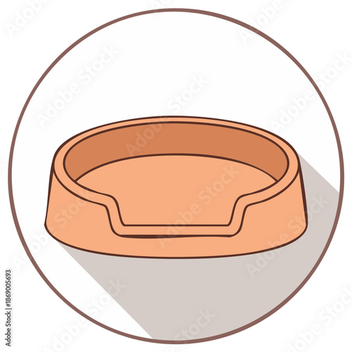 Illustration of a dog bed with circular border and shadow.