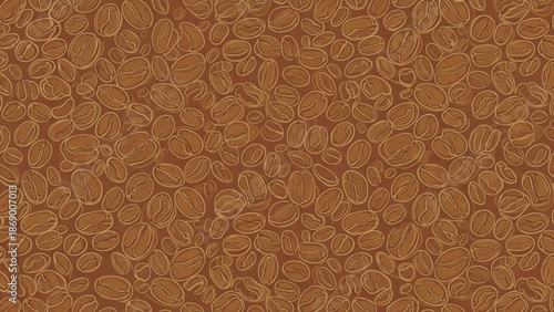 A large collection of brown coffee beans with detailed texture and pattern on a uniform background with food and beverage and roasted