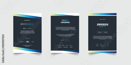 Invitation celebration with golden element decoration for luxury elegant vip royal poster. Luxury wedding invitation card or event set with minimalist gold decoration