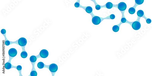 Abstract molecules background. DNA, Atoms, Molecular structure with connect blue spherical particles. Medical, science and technology innovation concept.