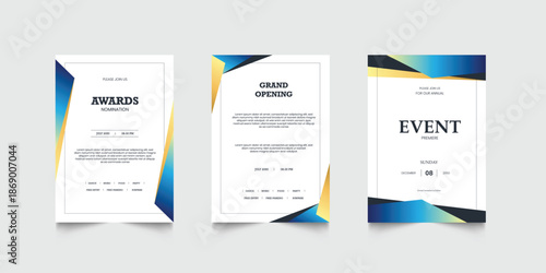 Invitation celebration with golden element decoration for luxury elegant vip royal poster. Luxury wedding invitation card or event set with minimalist gold decoration