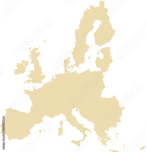 Light gold Europe map illustration on white background for geography education, travel themes, and elegant international design