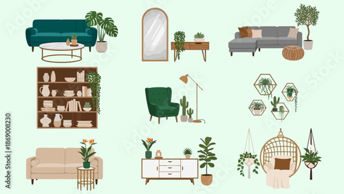 Collection of Modern Home Decor Furniture and Accessories.