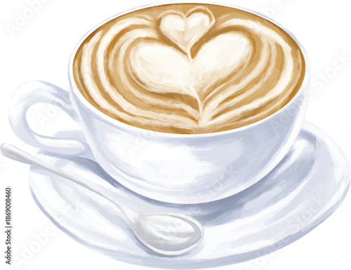 Cappuccino Coffee Cup with Creamy Foam Illustration