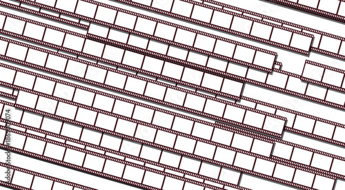 Retro or vintage art featuring a collection of videotapes or film reels.