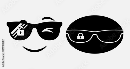 Secure eyewear icons representing protection and safety for eyes