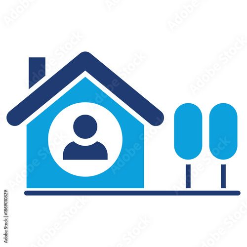housing flat blue style icon