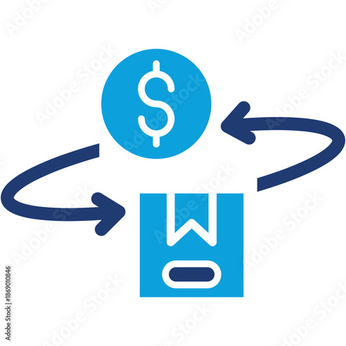 economy flat blue style icon