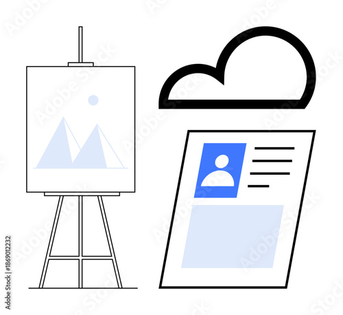Cloud storage concept. Cloud storage connects creative tools thumbs up portfolios and digital resumes for efficiency. Cloud storage supports workflows, collaboration, and digital tools. For design