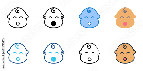 Infant icons set multiple style collection. Editable stroke 
