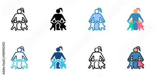 Daycare icons set multiple style collection. Editable stroke 
