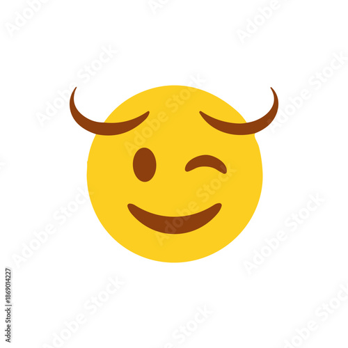 Vector illustration of a cute golden bull head with a happy smiling face and horns as a cartoon taurus icon symbol for a farm animal art