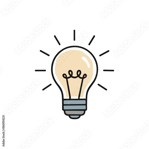 A bright vector icon of a glowing light bulb held in a hand symbolizes a creative business idea and innovative thinking concept for a powerful electricity solution