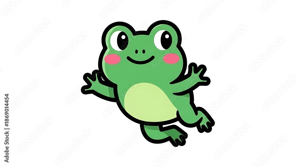 Fototapeta premium Happy Cartoon Frog Character Illustration.