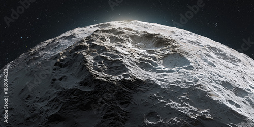 Miranda Moon in Space with Dramatically Fractured Surface