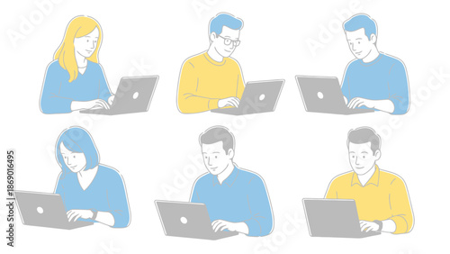 Diverse Group of People Working on Laptops in a Modern Setting Conceptual Art