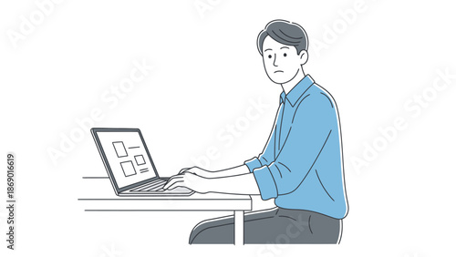 Man Typing on Laptop Computer at Desk