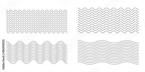Waves line set. Wave ornament pattern. Set of wavy zigzag lines. Wave thin line background. Vector zigzag and wavy horizontal underline. Vector
