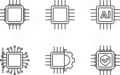 Ai Chips Line icons