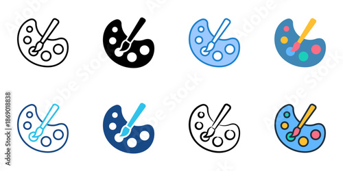 Coloring icons set multiple style collection. Editable stroke 
