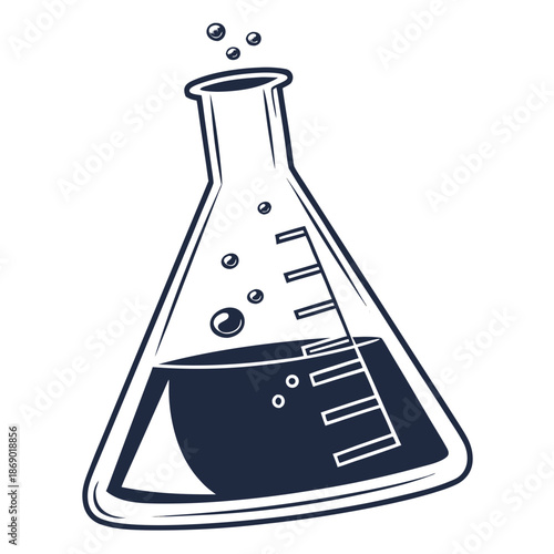 Illustrated flask with bubbling liquid