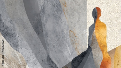 Abstract Figure in Modern Minimalist Art Composition