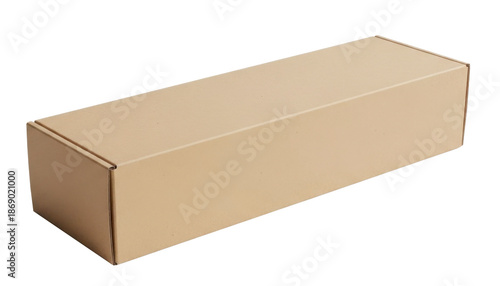Long Rectangular Cardboard Packaging Box Isolated on Transparent Background