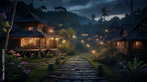 Nyepi Silence- A tranquil Balinese village with no lights or movement.