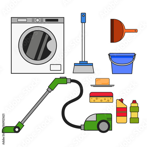 청소도구(청소기+세탁기+세제+스펀지+청결)